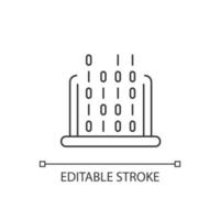 es lineares Symbol. Programmierunterricht in Schulen. Computerhardware, Studium von Betriebssystemen. dünne linie anpassbare illustration. Kontursymbol. Vektor isoliert Umrisszeichnung. editierbarer Strich