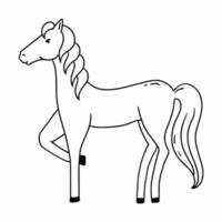 söt doodle häst isolerad på vit bakgrund. målarbok med djur för barn. vektor