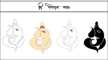 shri ganeshay namah, ganpati vektorillustration på vit bakgrund, shri ganesh vektorillustration för bröllopskort, diwali designprojekt och ganesh chaturthi designprojekt. vektor