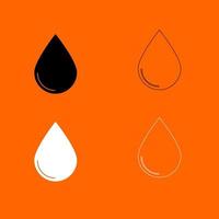 Drop-Icon-Set weiß schwarz Farbe Vektor Illustration Bild flachen Stil