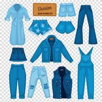 denim jeans transparent set vektor