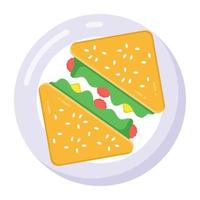 smörgås platt ikon stil, snabbmat koncept vektor