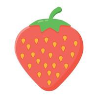 Gesundes Obst voller Vitamine, eine Erdbeer-Flachikone vektor