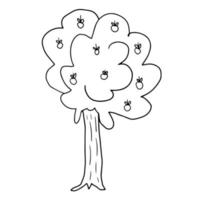 tecknad doodle äppelträd isolerad på vit bakgrund. vektor