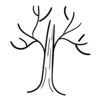 gezeichneter baum des karikaturgekritzels hand lokalisiert auf weißem hintergrund. kindlicher Stil. Skizzieren Sie das Waldsymbol. vektor