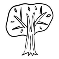 gezeichneter baum des karikaturgekritzels hand lokalisiert auf weißem hintergrund. kindlicher Stil. Skizzieren Sie das Waldsymbol. vektor