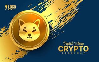 shiba inu kryptowährungshintergrund, digitaler geldwechsel der blockchain-technologie, kryptowährungsmining und finanzen vektor