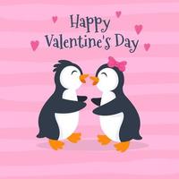 valentinstagkartenvektorillustration mit niedlichem pinguinpaar vektor