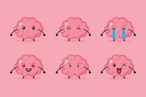 Cartoon Gehirn Emoticon Gesichtsausdruck vektor