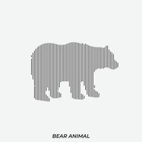 björnform med streckteckning, vertikala linjer gör björnform på vit bakgrund vektor