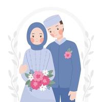 muslimska bröllopspar platt vektor konceptillustration