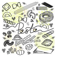 pasta. handritad mat. riktig akvarellteckning. vektor illustration. spårad målning