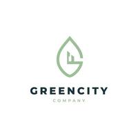 bokstaven g gröna blad stadens logotyp vektor