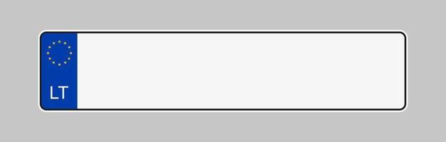 registreringsskylt för litauen. fordons registreringsskyltar ram vektor isolerade. mall för litauisk bilnummerskylt