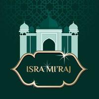 al-isra wal mi'raj profeten Muhammeds nattresa. post feed fyrkantig bakgrund. hälsningsram med moské vektor