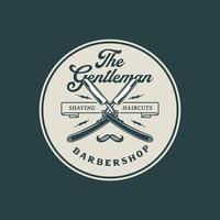 handgezeichnetes Vintage-Barbershop-Logo-Abzeichen vektor