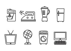 Vektorgrafik-Set modern von Haushaltssymbolen für elektronische Geräte vektor