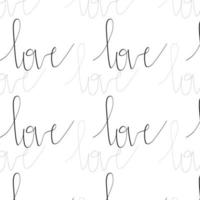 seamless mönster med text kärlek hand skriver på vit bakgrund vektor