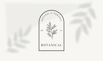 botanisches florales element handgezeichnetes logo mit wilden blumen und blättern. logo für spa- und schönheitssalon, boutique, bioladen, hochzeit, blumendesigner, innenausstattung, fotografie, kosmetik. vektor