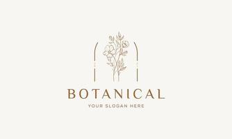 botanisches florales element handgezeichnetes logo mit wilden blumen und blättern. logo für spa- und schönheitssalon, boutique, bioladen, hochzeit, blumendesigner, innenausstattung, fotografie, kosmetik. vektor