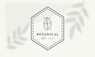 botaniska blommiga element handritad logotyp med vilda blommor och blad. logotyp för spa och skönhetssalong, boutique, ekologisk butik, bröllop, blomsterdesigner, inredning, fotografi, kosmetika. vektor