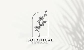 botanisches florales element handgezeichnetes logo mit wilden blumen und blättern. logo für spa- und schönheitssalon, boutique, bioladen, hochzeit, blumendesigner, innenausstattung, fotografie, kosmetik. vektor