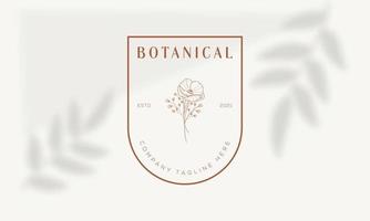 botaniska blommiga element handritad logotyp med vilda blommor och blad. logotyp för spa och skönhetssalong, boutique, ekologisk butik, bröllop, blomsterdesigner, inredning, fotografi, kosmetika. vektor