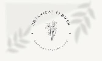 botanisches florales element handgezeichnetes logo mit wilden blumen und blättern. logo für spa- und schönheitssalon, boutique, bioladen, hochzeit, blumendesigner, innenausstattung, fotografie, kosmetik. vektor