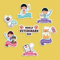 världens veterinärdag klistermärke samling vektor