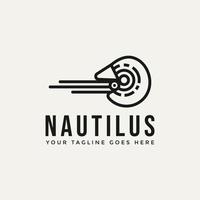 nautilus minimalistisk linjekonst logotyp ikon design vektor