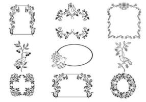 Floral Frame och Bird Ornament Vector Pack