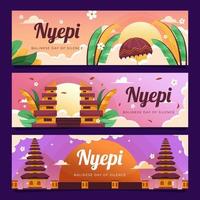 nyepi festival dag av tystnad banner vektor