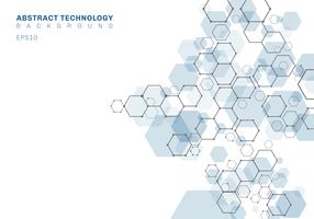 Abstrakte blaue sechseckige Molekülstruktur des Neuronsystems. Digitaltechnik Hintergrund. Zukünftige geometrische Vorlage. vektor