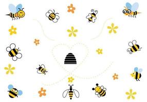 Cartoon bee vector pack