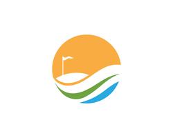 Golfclubikonen-Symbolelemente und Logo vector Bilder