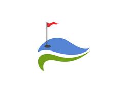 Golfclubikonen-Symbolelemente und Logo vector Bilder