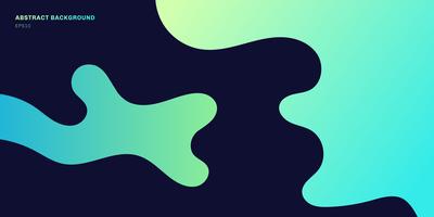 Abstraktes buntes geometrisches flüssiges dynamisches auf dunkelblauem Hintergrund. Flüssige Formkomposition mit trendigen grünen Verläufen vektor