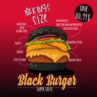 Infographic Black Burger Ingredients Poster vektor