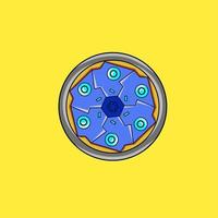 einzigartige ordentliche Kreiskunst in blau-gelber Farbe. vor einem gelben und weißen Hintergrund isoliert vektor