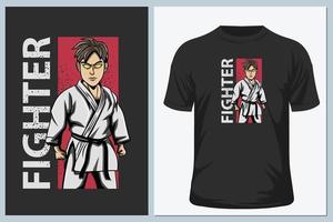 fighter karaktär för t-shirt vektor