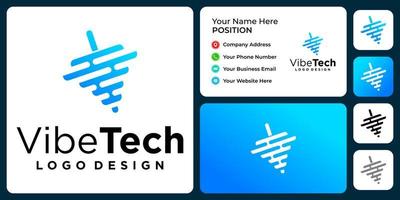 Spinning-Technologie-Logo-Design mit Visitenkartenvorlage. vektor