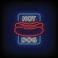 Hot Dog Leuchtreklamen Stil Text Vektor