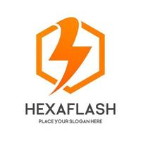 Sechseckige Flash-Vektor-Logo-Vorlage. Dieses Design verwendet Donnersymbol. geeignet für Industrie. vektor