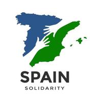 spanien solidarität vektor logo vorlage. Dieses Design verwendet Karten- und Handsymbol. für Gemeinschaft geeignet.