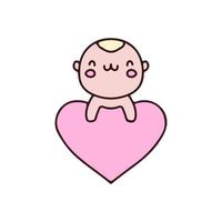 söt baby maskot karaktär med stor kärlek. illustration för klistermärke och t-shirt. vektor