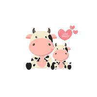 Mutter und Baby Kuh. Niedlicher Vieh-Cartoon. vektor