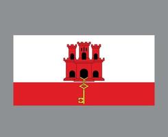 Gibraltar-Flagge nationales Europa Emblem Symbol Symbol Vektor Illustration abstraktes Gestaltungselement