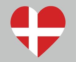 dänische Flagge national Europa Emblem Herz Symbol Vektor Illustration abstraktes Gestaltungselement
