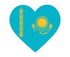 Kasachstan-Flagge nationales Europa-Emblem Herzikonenvektorillustrations-Zusammenfassungsgestaltungselement vektor