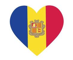 Andorra-Flagge nationales Europa-Emblem-Herzikonen-Vektorillustrations-Zusammenfassungs-Gestaltungselement vektor